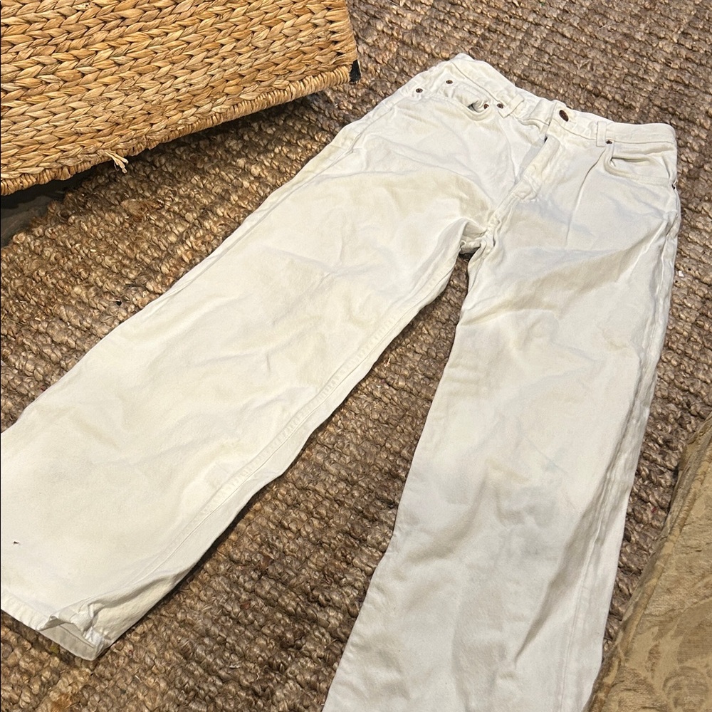 Doen 100% Organic Cotton White Denim Straight Leg Jeans Size 27 - Picture 3 of 14